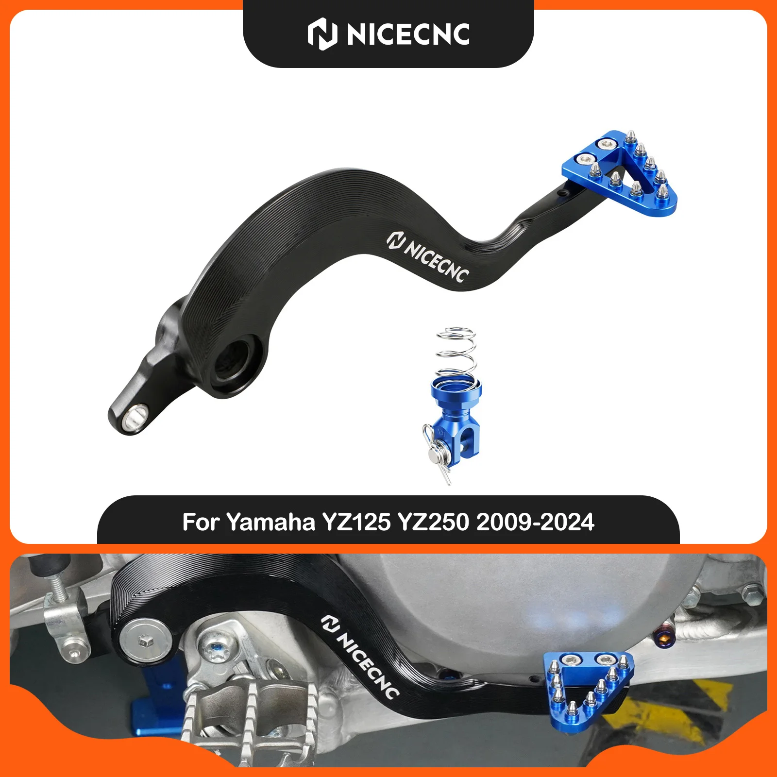 NICECNC For Yamaha YZ125 YZ250 2009-2024 YZ125X YZ250X Rear Brake Pedal Return Spring Adjustable Forged Brake Pedal Lever Kit