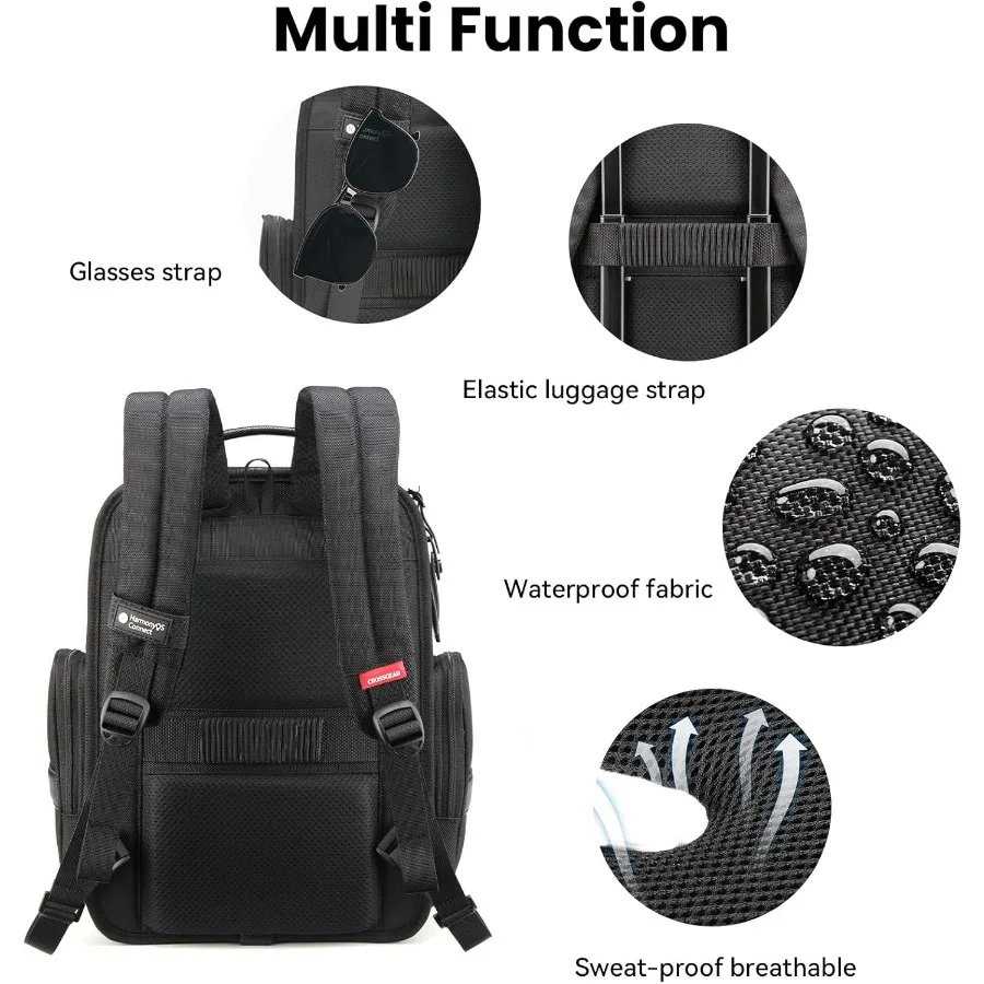 حقيبة ظهر للكمبيوتر المحمول للأعمال من كروس جير للرجال والنساء 20 لتر حقيبة كتب كبيرة للسفر معتمدة من إدارة ألمانيا حقيبة ظهر مقاومة للماء كاجوال Dayp #6