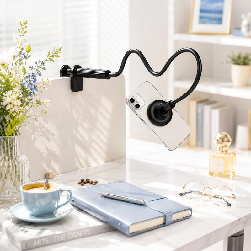 

120CM Super Long Gooseneck Magnetic Phone Holder, Freely Adjustable Desktop Bed Stand, All Cellphone Compatible Magnetic Lazy Su