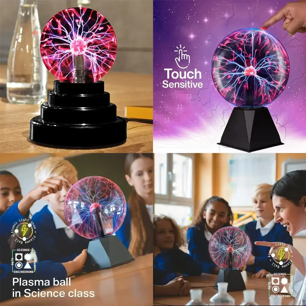 

WAP01 3/4/5/6 Inch Magic Plasma Ball Lamp LED Atmosphere Night Light Only Touch Sensitive Glass Plasma Light Bedroom Decor