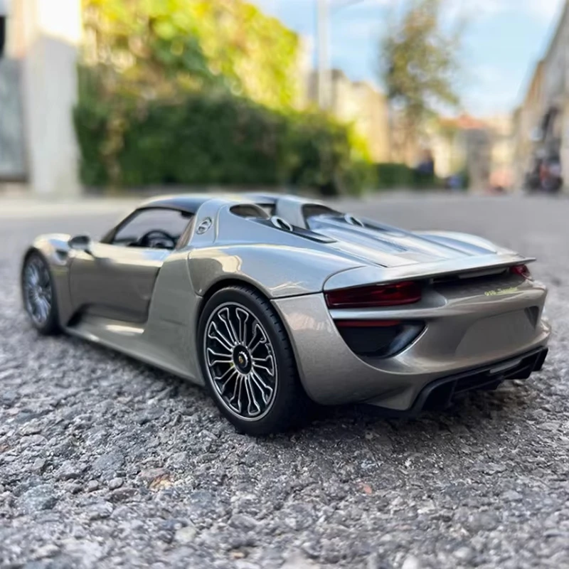 WELLY 1/18 مقياس بورش 918 سبايدر مع أعلى سبيكة سيارة رياضية نموذج جمع تذكارية عرض ثابت الحلي لعبة هدية #3