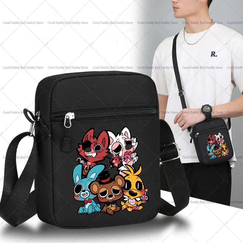 

Cartoon FNAF Print Shoulder Bag Men Women Crossbody Bags Sling Handbag Five Night At Freddy Satchel Pouch Mobile Phone Storage