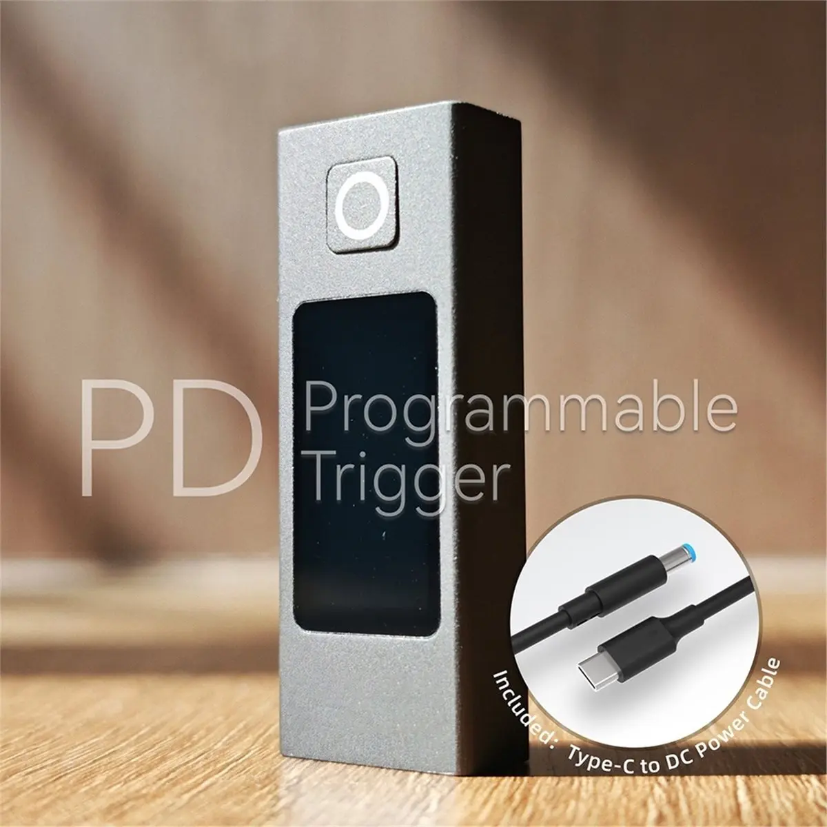 (A89Z) 140W PD Fast Charge Trigger, 5-28V Adjustable Type-C to DC Cable with IPS Display for Laptop Router