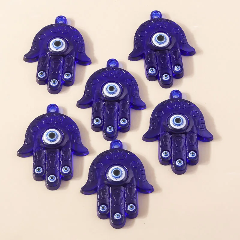 5 sztuk Bohemia Lucky tureckie złe oko Charms na brelok Handmade DIY Hamsa Hand niebieskie wisiorki z koralików dla kobiet mężczyzn Decor — zdjęcie 7
