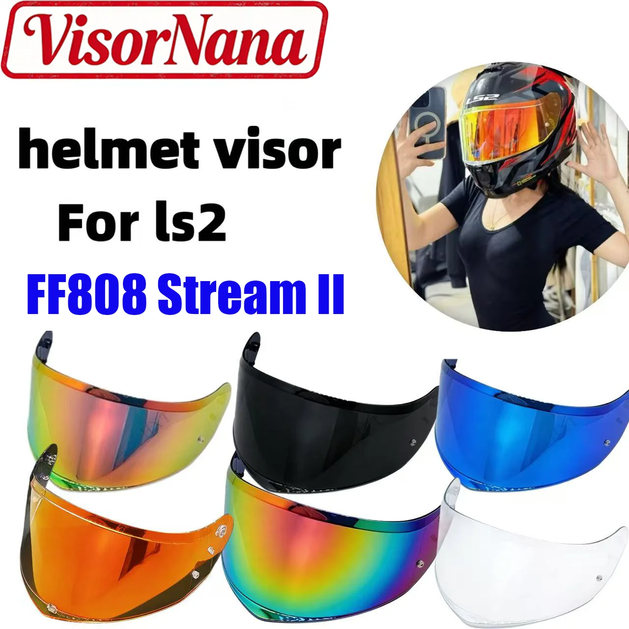 Visor For LS2 FF808 Visor Fits Stream 2 Motorcycle Accessories Capacete Casco Moto FF808-Adapted