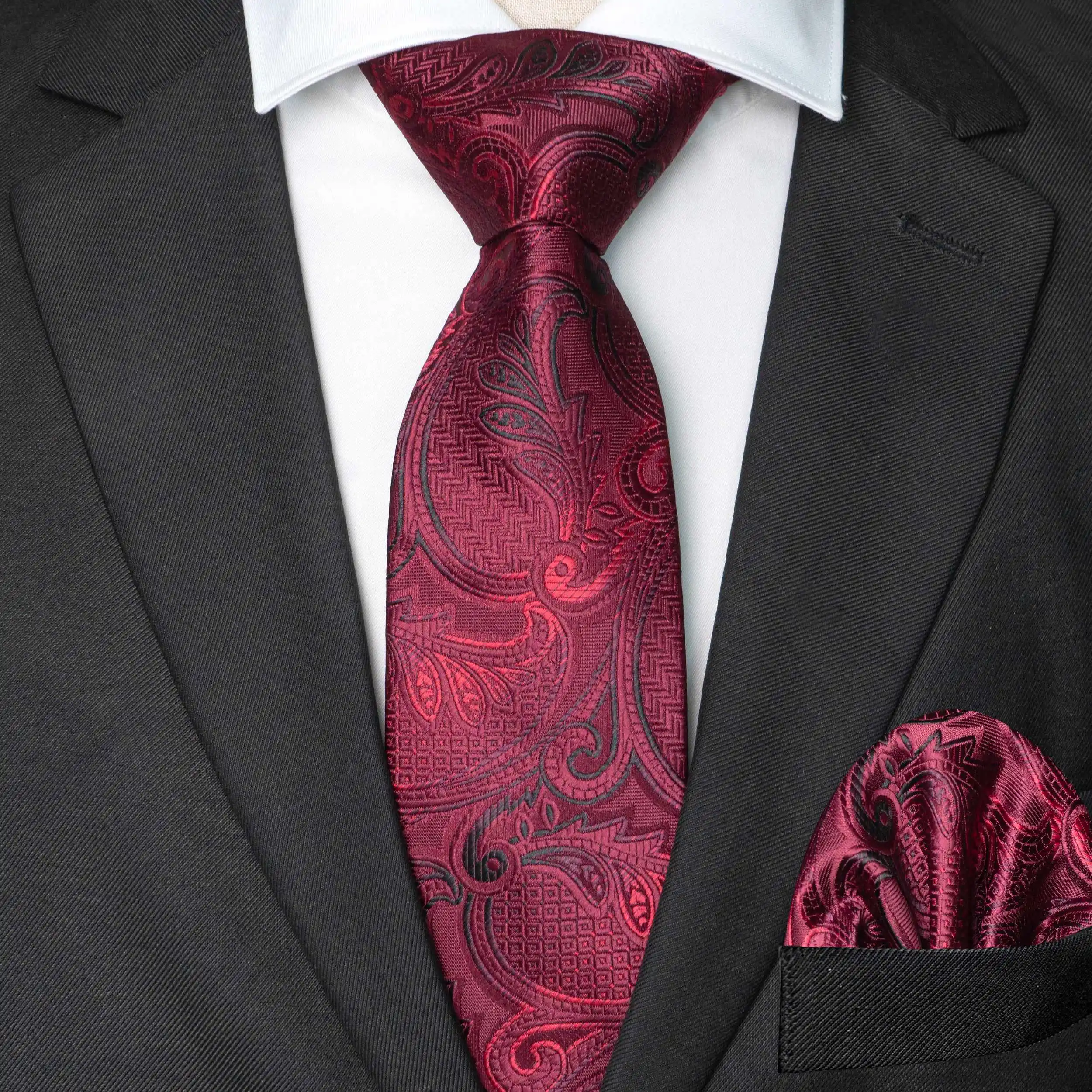 New Men's Jacquard Design Tie and Pocket Square Two-Piece Set, Stylish Business Formal Tie, Wedding Party Suit Tie Set, Men's Gift