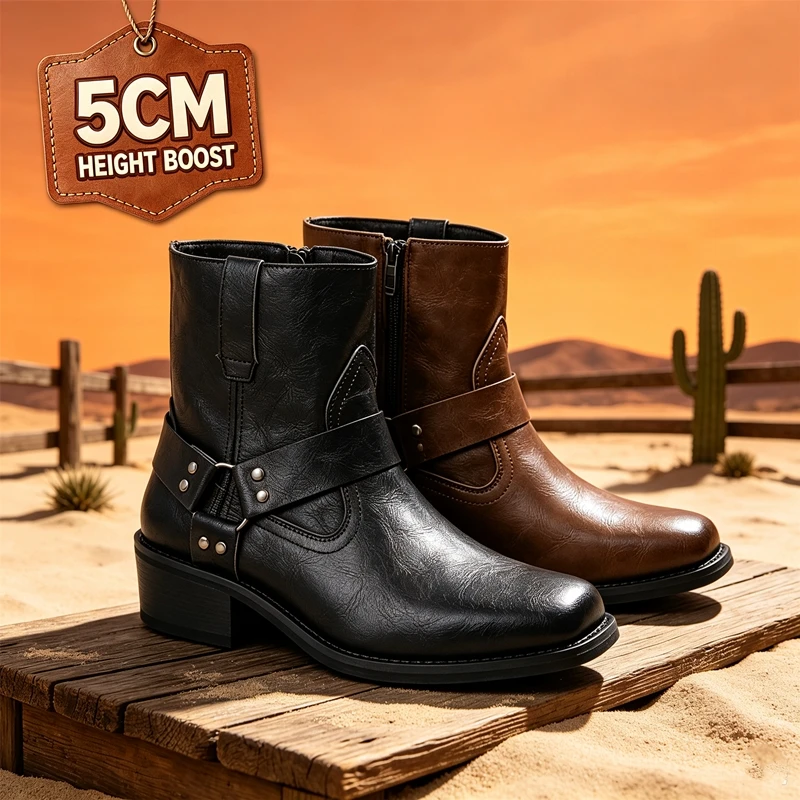 retro-men-western-cowboy-boots-5cm-high-heel-height-increase-pu-leather-metal-buckle-strap-zip-motorcycle-boots-autumn-winter