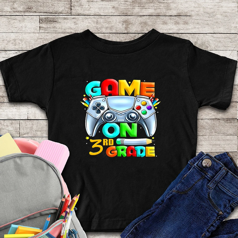 BACK TO SCHOOL Boys T-shirts Games ON 2nd Grade T-shirt Comfortable Breathable Casual T-shirt First Day of School Shirts