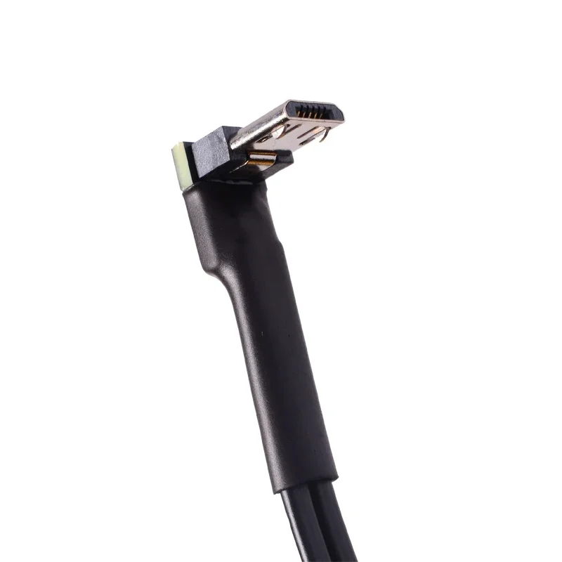USB 2.0 Type-C to Micro B Extension Cable 90° Foldable OTG Slim Flat Soft FPC 0.48Gbps Data Sync Charging Cable for USB-C Device