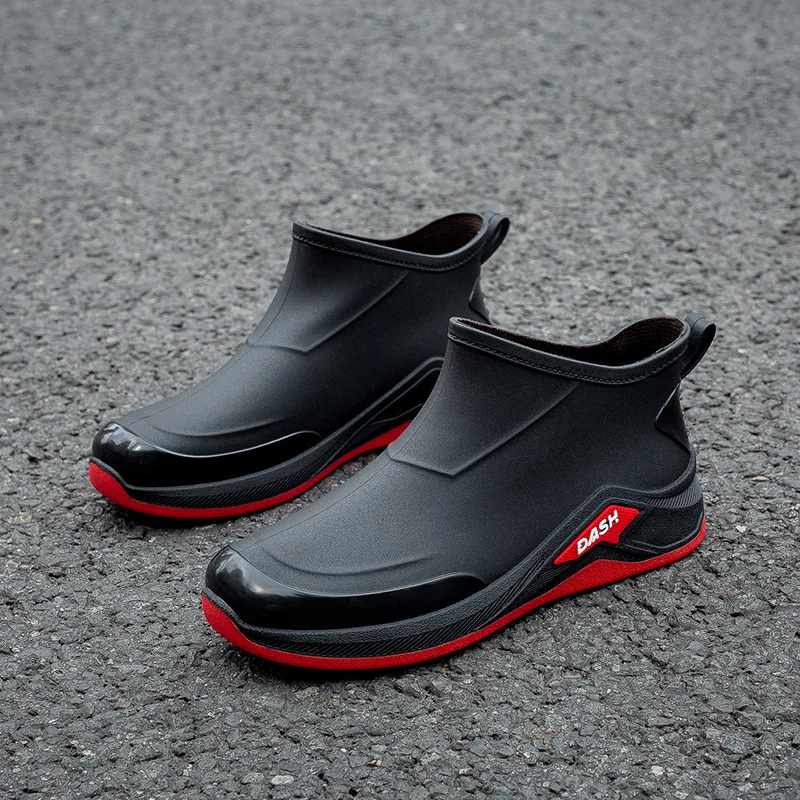 Rain Boots for Men Winter Warm Cotton Rain Boots Low Top Rubber Boots Waterproof Fishing Rubber Galoshes Mens Ankle Rain Booties
