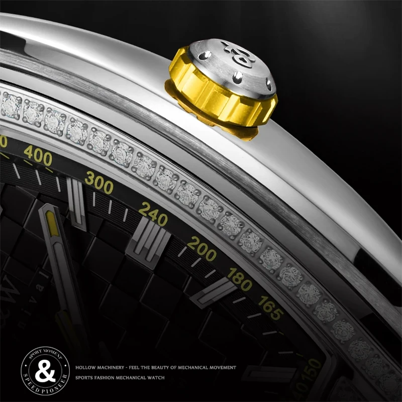 IW كرنفال الحركة التلقائية ساعات المعصم الميكانيكية ملحقاتها الياقوت مرآة تونيو مضيئة مقاوم للماء ساعة رياضية للرجال