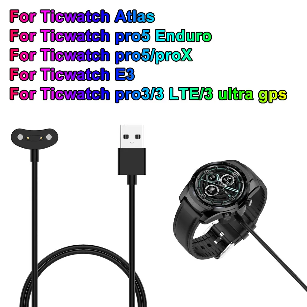 USB Charging Cable Magnetic Charger For Ticwatch Atlas / Pro 5 / Pro X / Pro 3 Ultra GPS / Pro 3 GPS / E3 Replacement Pro3 Pro5