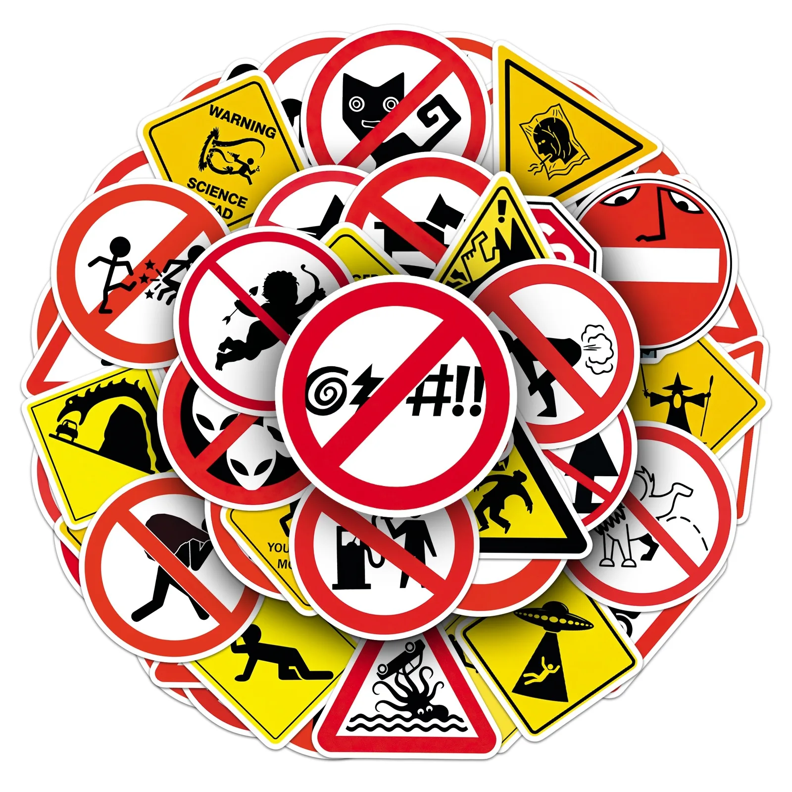 50Pcs Funny Sign Stickers Creative Meme Emoji Personalized Trendy Wall Suitcase Journal Waterproof Decoration Stickers