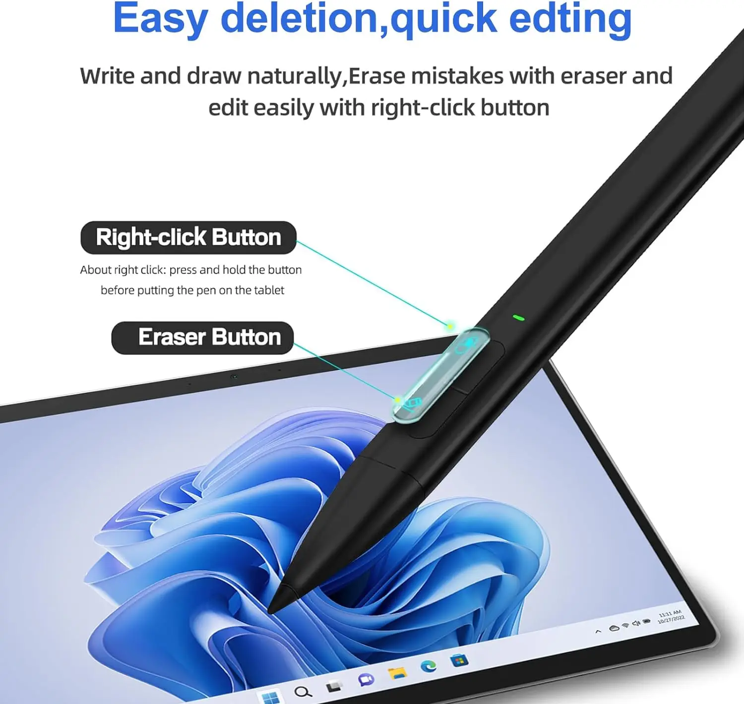 Slim Pen 2 para Microsoft Surface Pro 9/8/7/6/5/4/3/X, Surface Go 3/2/1, Libro 3/2/1, Computadora portátil 4/3/2/1, Estudio /2/1, Carga USB-C