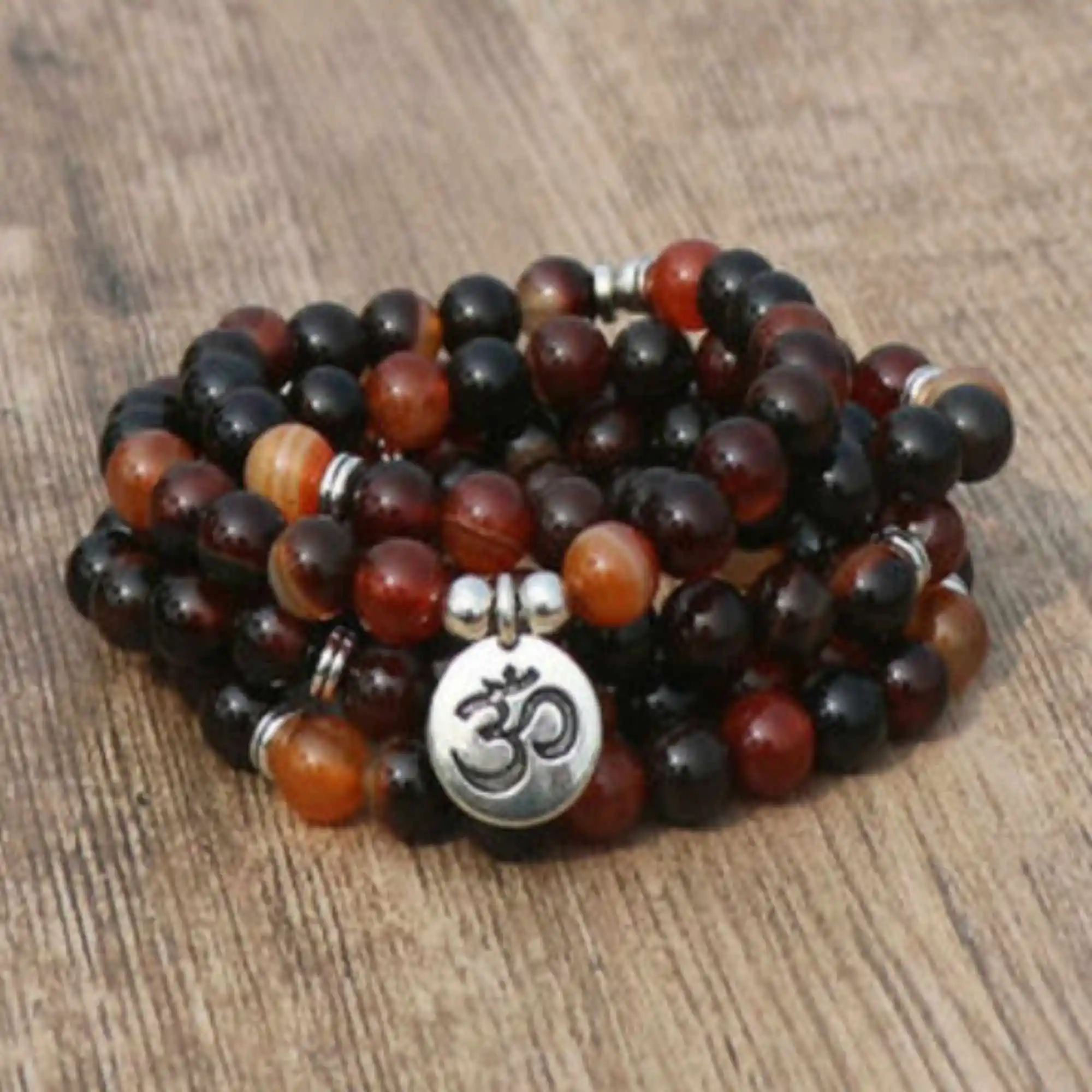 8mm 108 beads black brown jade bracelet pendant natural Hot yoga Charm Unisex Men's Fragrant Bangle Bodhi Cuff Prayer