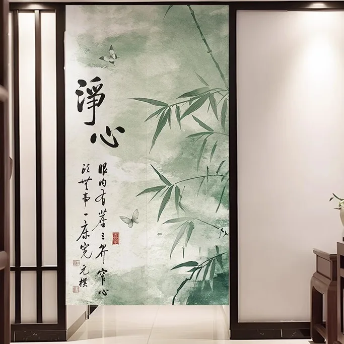 

Chinese Zen Bamboo Pattern Entrance Partition Curtain Tea Room Home Bedroom Bathroom Door Curtain