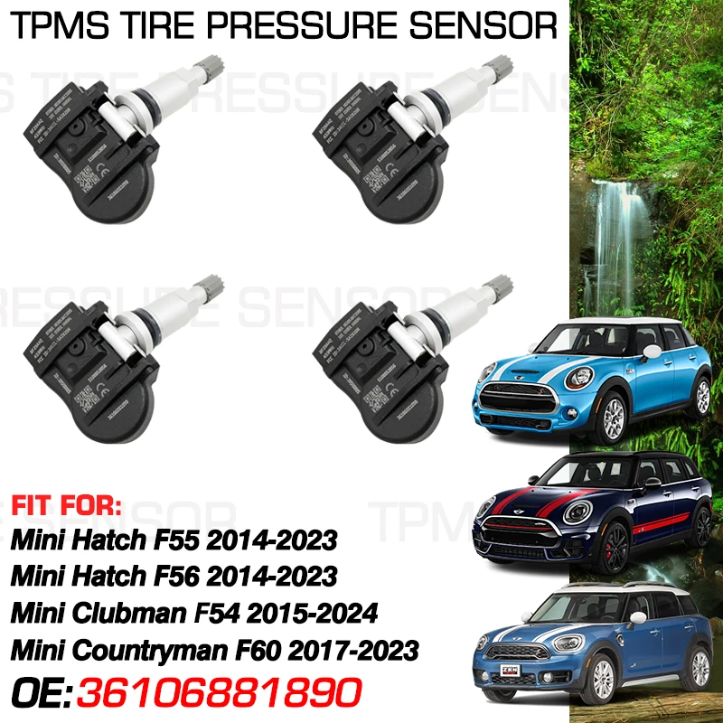 

For Mini Hatch F55 F56 2014-2023 Mini Clubman F54 2015-2024 Countryman F60 2017-2023 433 MHz Tire Pressure Monitor 36106881890