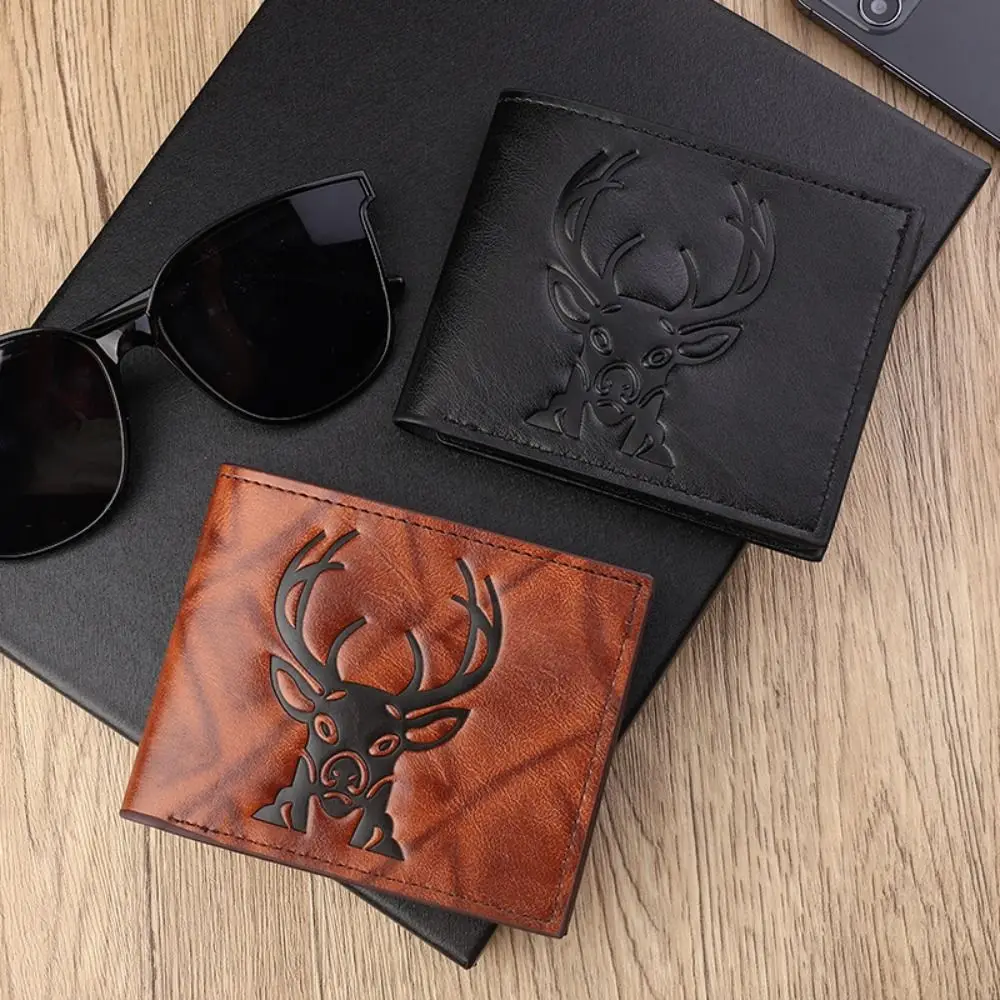 Новый мужской кошелек из искусственной кожи в стиле ретро, черный кофейный кошелек с 3D тисненым узором, ультратонкий двойной складной кошелек с несколькими карманами для мужчин и женщин