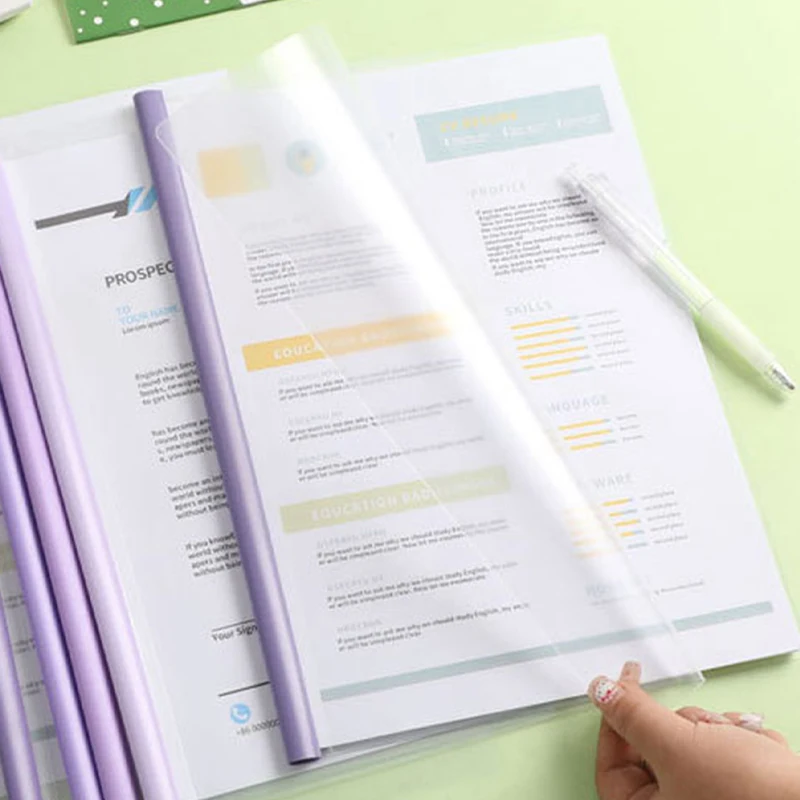 10 قطعة وثيقة ملف شفافة رشاقته رسم قضيب A4 مجلد أوراق الاختبار حقيبة التخزين كليب مجلد مكتب المنظم اللوازم المكتبية #3