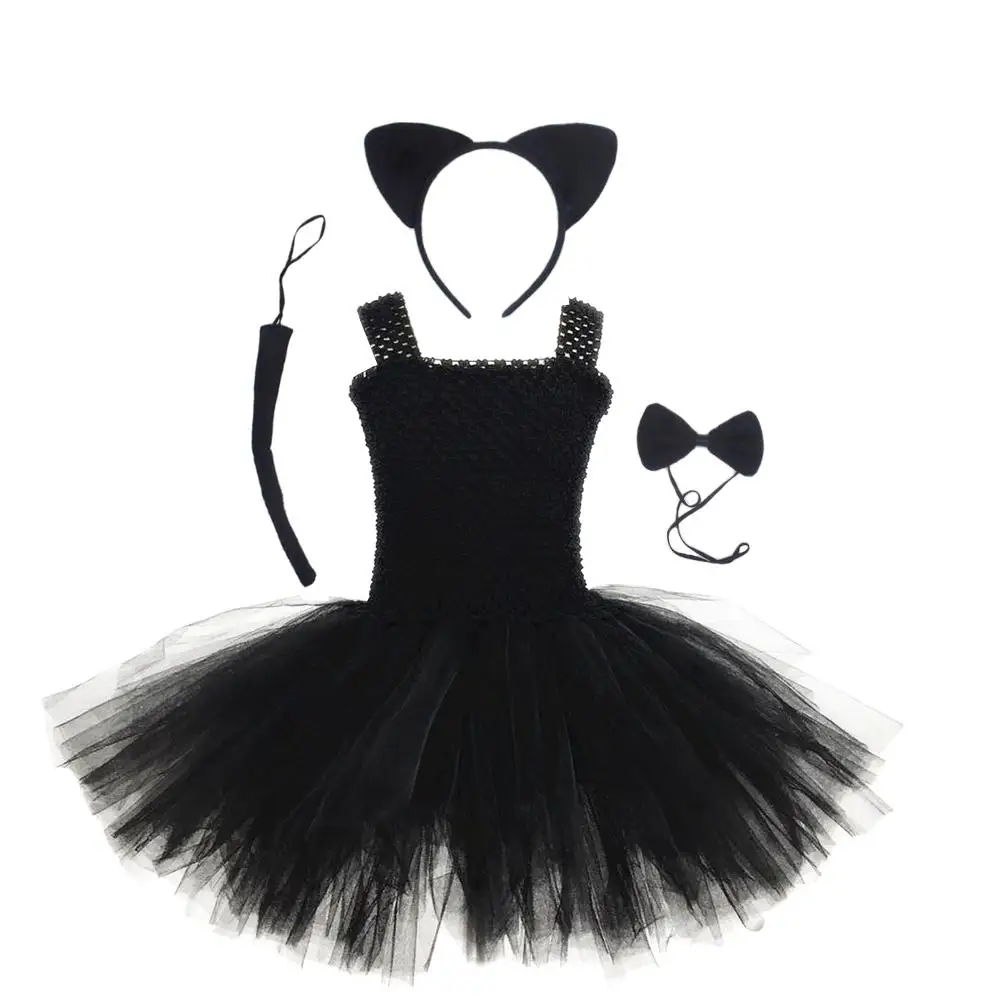 

Cat Skirt Suit Festival Cosplay Costumes Halloween Children's Mesh Tutu Dress Skirts