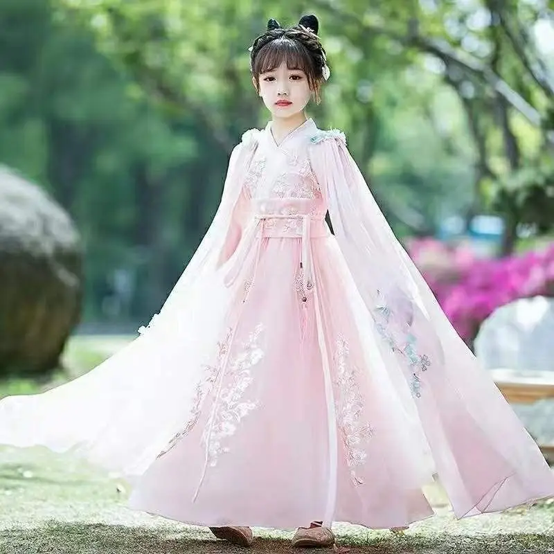 3-10-12T Hanfu Children\'s Ru Dress Spring and Autumn New Ancient Chinese Style Dress Children\'s Ancient Tang Style Christmas Dre