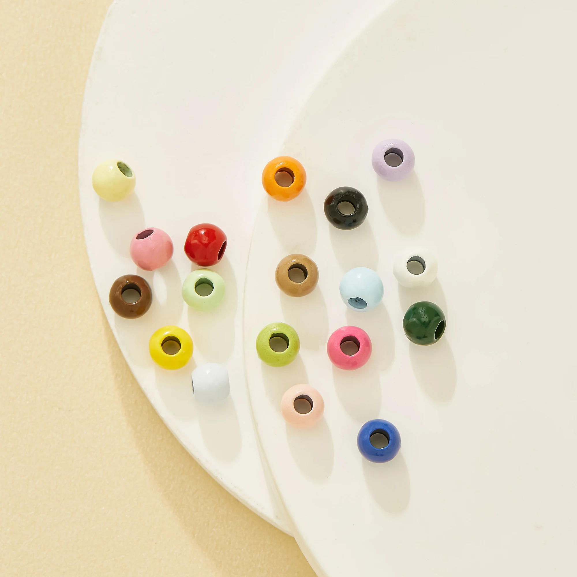 Round Zinc Alloy Enameled Beads Spacer For Bracelets Phone Lanyards Pendant DIY Glossy Dopamine Macaron Candy Color 4160122