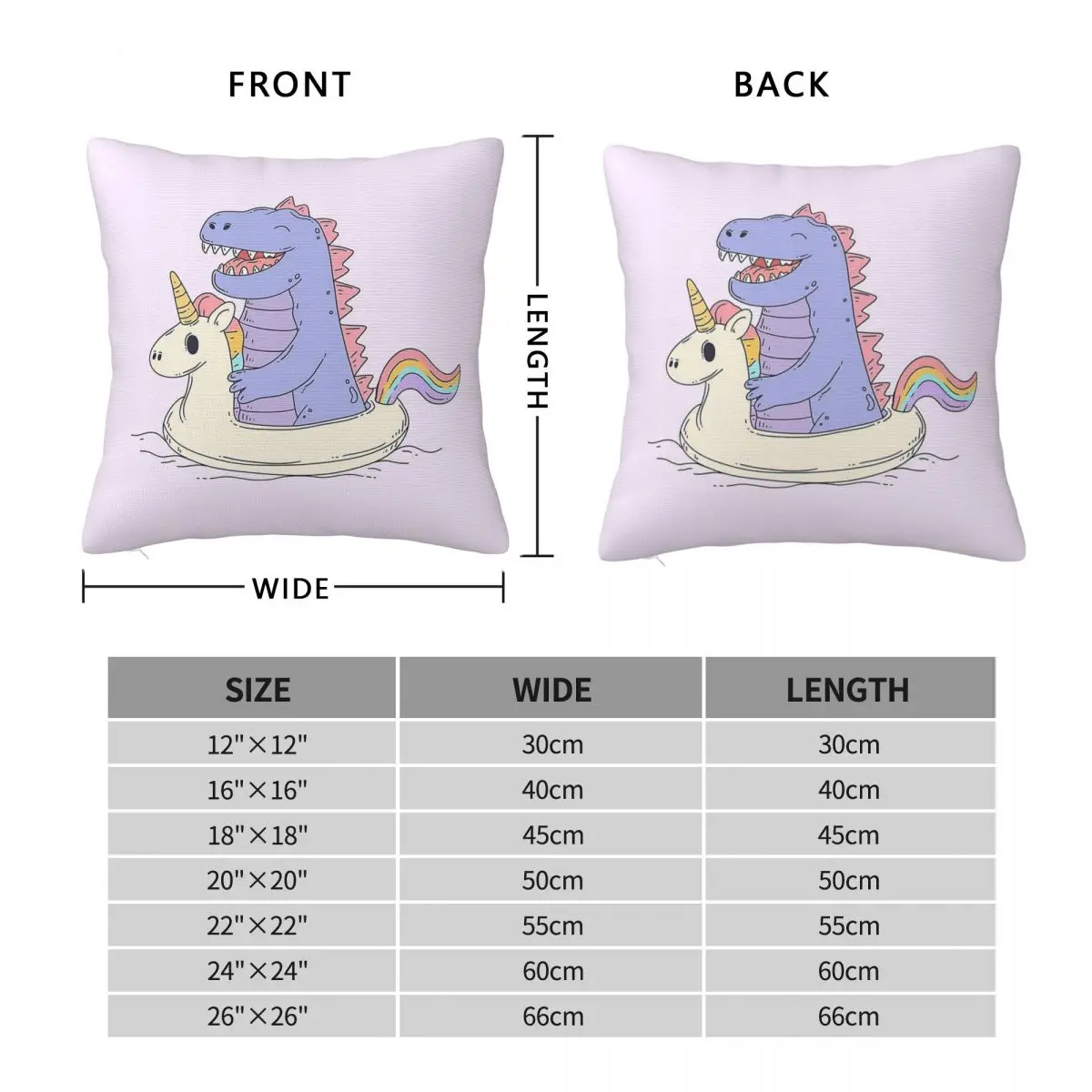 Dinosaur In Rainbow Unicorn Floatie Square Pillowcase Polyester Linen Velvet Printed Decorative Sofa Seater Cushion Cover 18