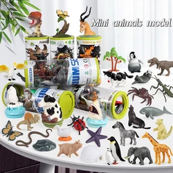 Oenux Zoo Animals Model Lion Shark Bee T-REX Penguin Cow Horse Hen Action Figures Cute Education Miniature Playset Kid Toy Gift