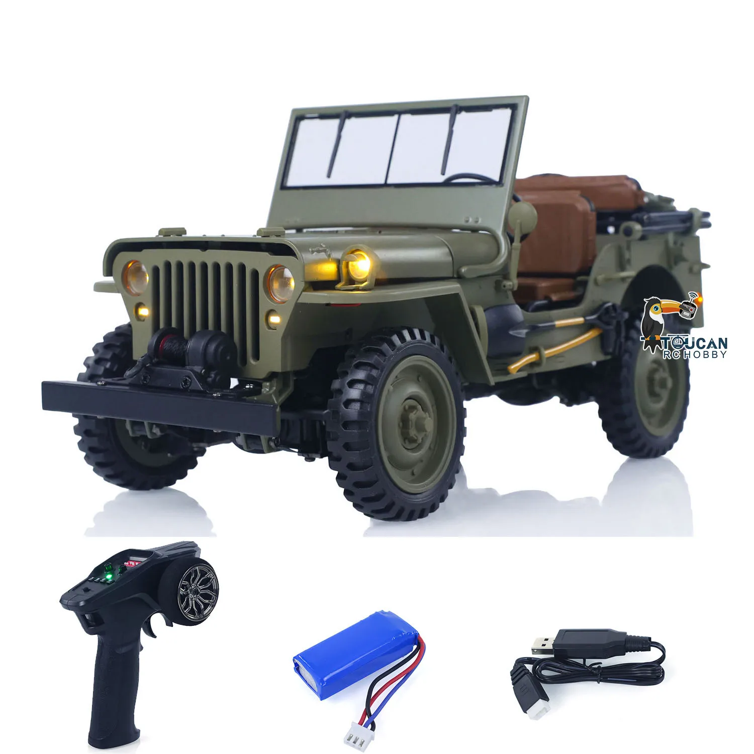

HG 1/14 4x4 Electric Military Truck HG4 58 Convertible Off Road Combat Vehicle 2-Speed Transmission Light Sound RC Hobby Toy