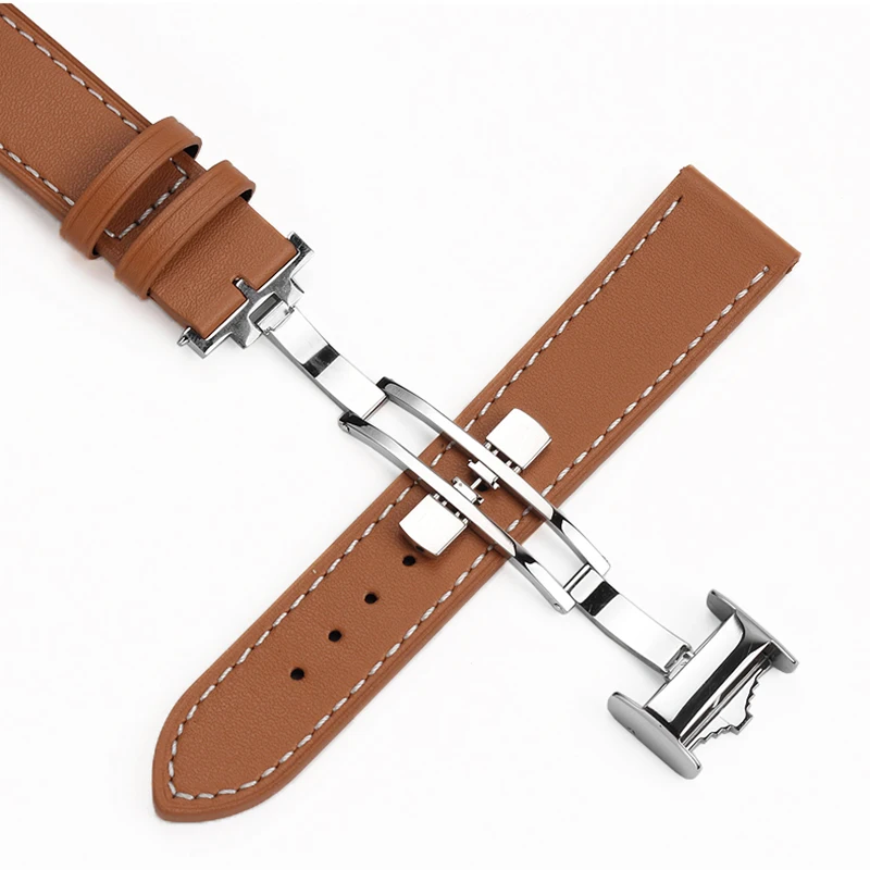 High Quality Plain Leather Watchband For Longines Creator L2.921 L4.911 IWC Omega Genuine Cowhide Watch Strap 20mm Black Brown image 6