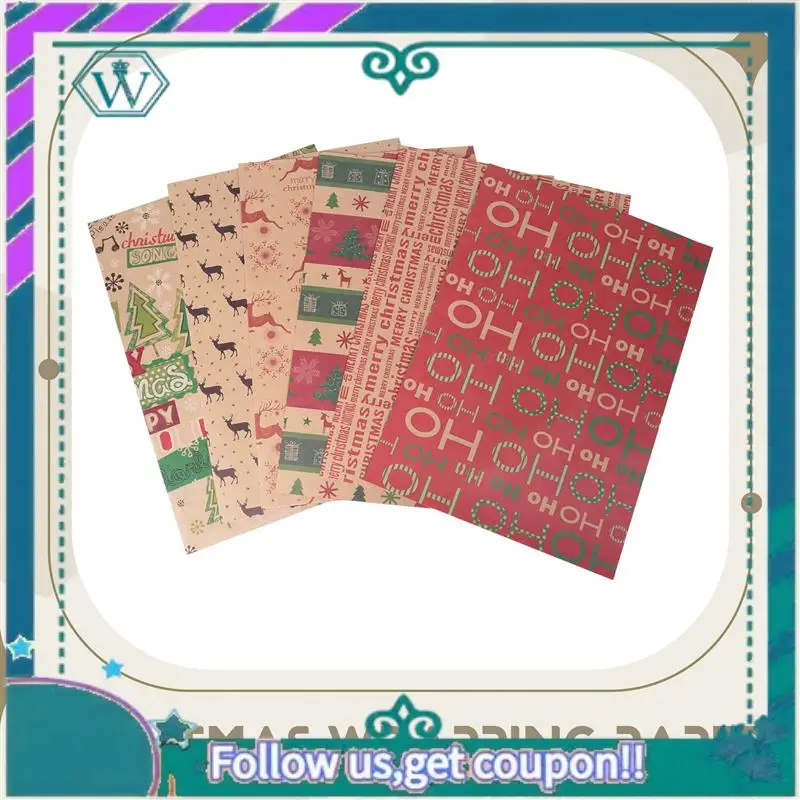 Upgraded 6 Pack Wrapping Paper Sheets,For Christmas Birthday Party Wrapping Paper Set Gift Wrap Papers