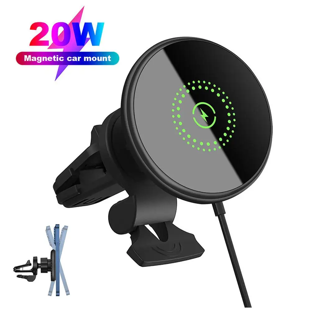 

20W Magnetic Car Wireless Charger Air Vent Phone Holder Stand for iPhone 16 15 14 13 Mini Fast Car Charging Station