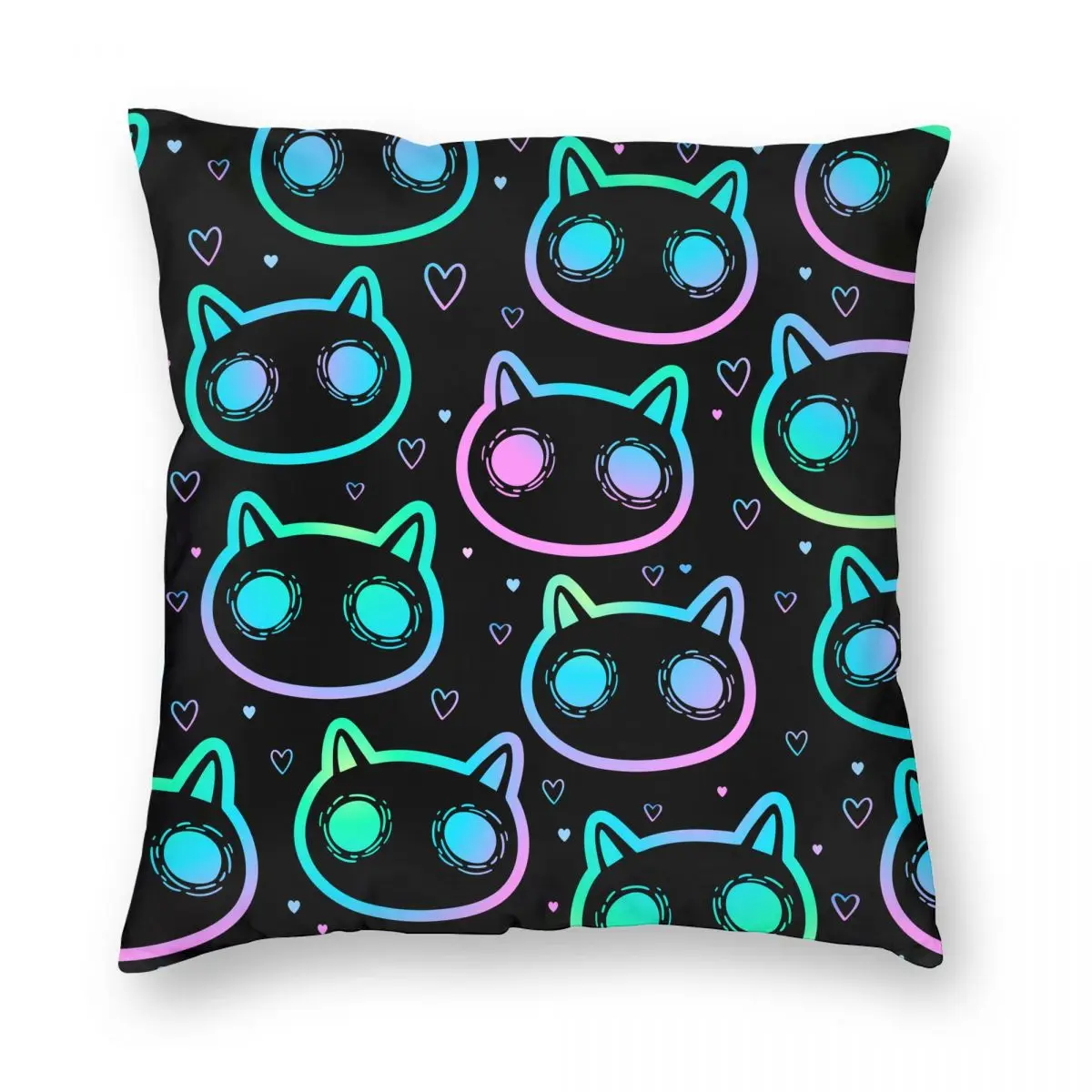 Colorful Scary Cats Pillowcase Soft Polyester Cushion Cover Decor Pillow Case Cover Sofa Zippered 18''