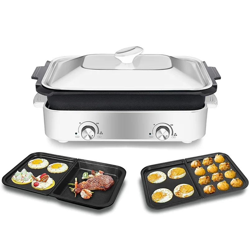 Multi-function cooking pot, electric grill, steaming and roasting, all-in-one pot, electric hot pot, barbecue pot 110V 220V