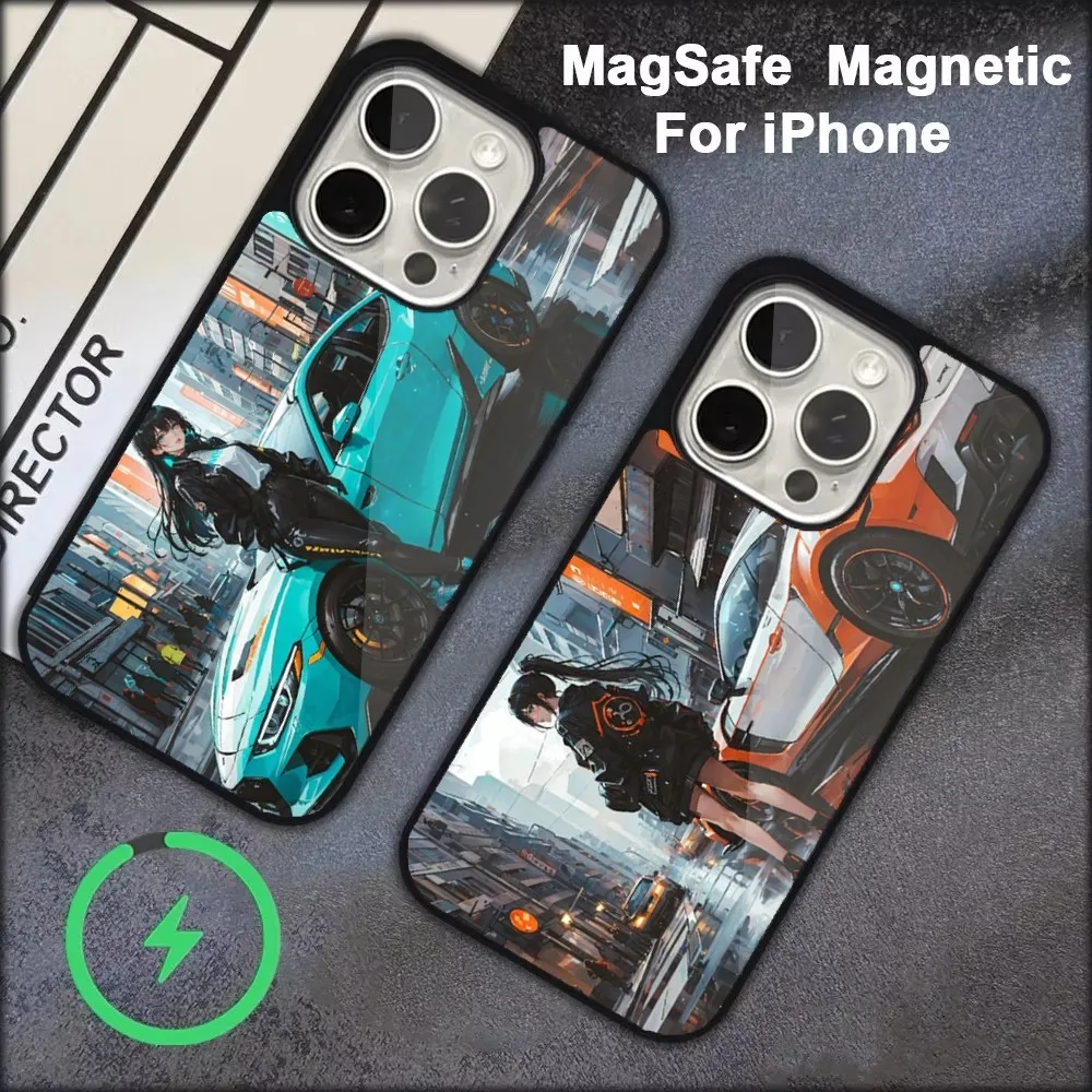 JDM T-Tokyo Sports Car Phone Case  For iPhone 16,15,14,13,12,11,Pro,Max,Plus,Mini, Magsafe,Magnetic Wireless Charging Case