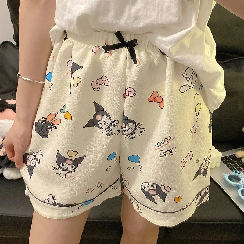 New Sanrios Kuromi Casual Shorts Cute Pochacco Womens Shorts Kawaii Cartoon Summer Girls Soft Loose Large Home Pants