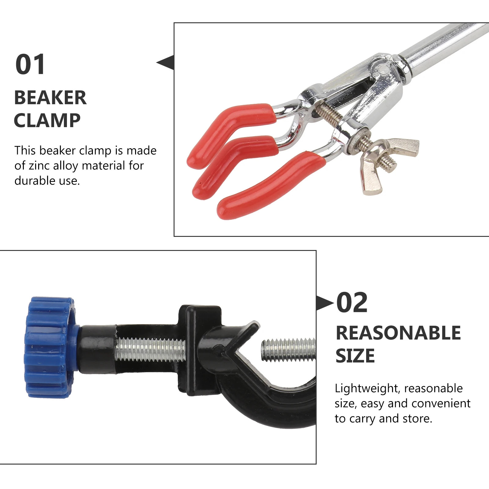 

1 set Three-jaw Clamp Beaker Flask Holder Lab Stand Clips Zinc Alloy Lightweight Safe Science Experiment Tools Test Tube