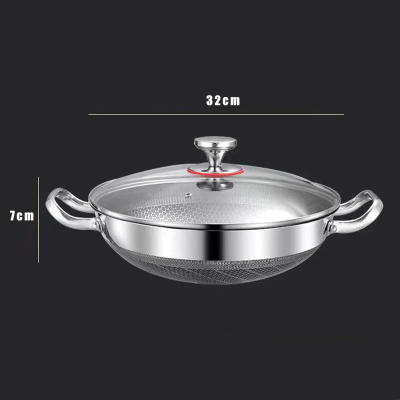304 Stainless Steel Soup Pot Honeycomb Non-stick Pot with lid Household Hot Pot Induction Cooker Gas Stove Universal Soup Pot