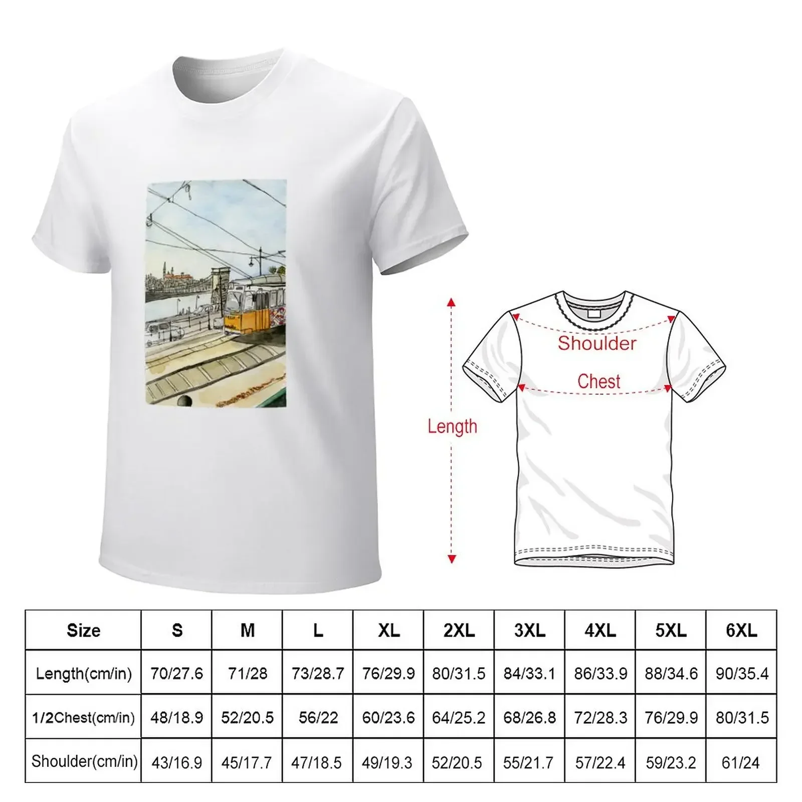 Watercolor tram budapest T-Shirt blacks aesthetic clothes sublime Men's t shirts