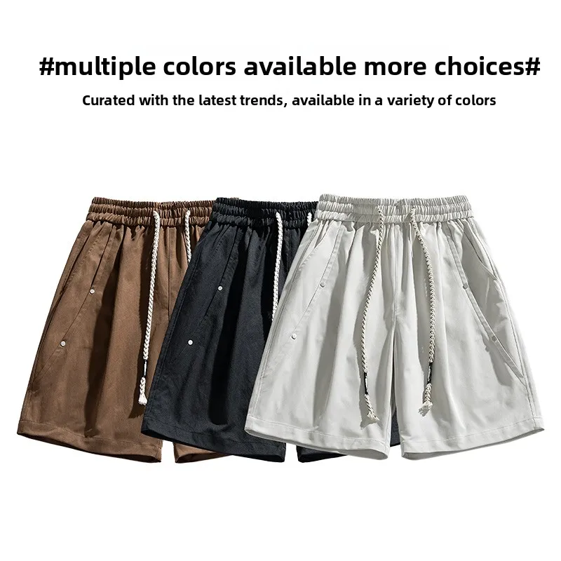 Summer Men's Fashion Trend Loose Straight Five Quarter Shorts for Outdoor Tennis Sweat Absorbing and Quick Drying Shorts