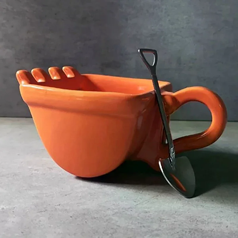 1Pc Creative 3D Excavator Bucket Model Cafe Coffee Mug With Spade Shovel Spoon Funny Digger Ashtray Cake Container Tea Cup