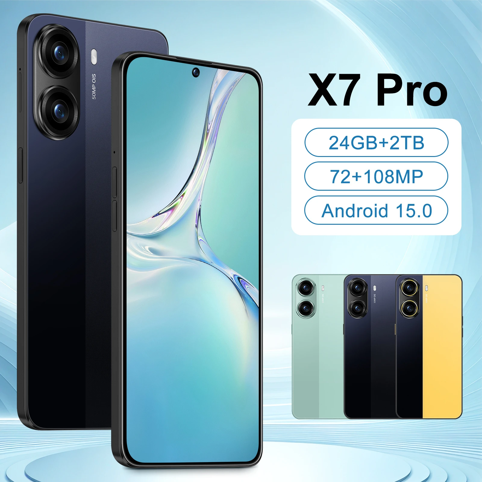 

2025 New HOT X7 Pro 7.3HD Global Edition 7800mAh Battery Facial Recognition FunctionOriginal Smart Dual Card