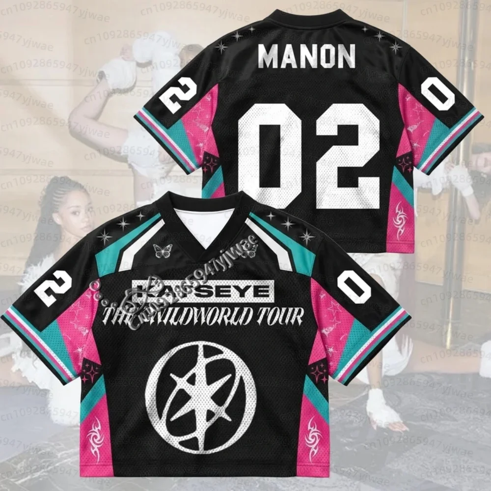 2026 Damen Butterfly KATSEYE The Wild World Tour Jersey Merchandise Geschenk für Yoonchae Lara Fans Jersey Eltern-Kind T-Shirt – Detail 4