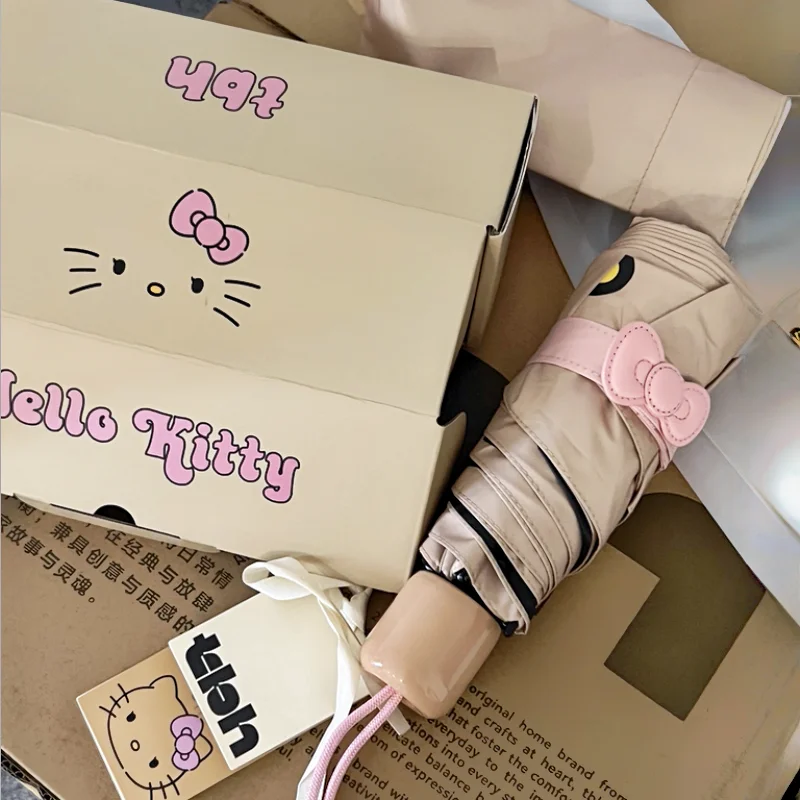 Tbh sanrio olá kitty guarda-chuva leopardo impressão todos os climas sol guarda-chuva portátil anime dos desenhos animados kawaii bonito presente de aniversário da menina