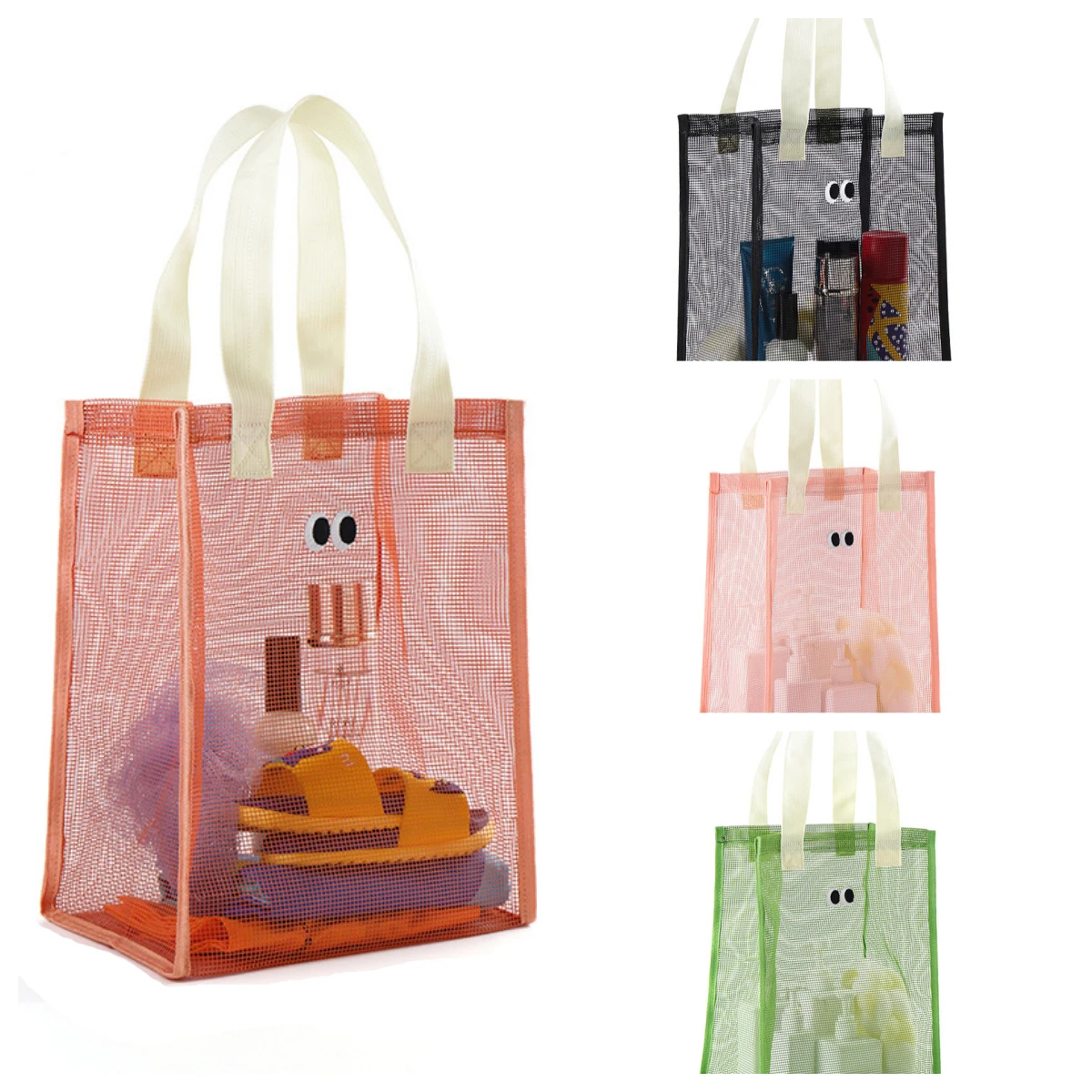 

New Cute Eye Travel Organizer Cosmetic Storage Bag Women Breathable Mesh Makeup Bag Swimming Bags Toilet Bag Beach Handbag