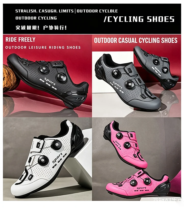 Herren- und Damen-Mountainbike-Schuhe, professionell, atmungsaktiv, harte Sohle, verstellbarer Knopf, MTB-Cleat, rutschfest, Offroad-Fahrradschuhe S – Detail 4