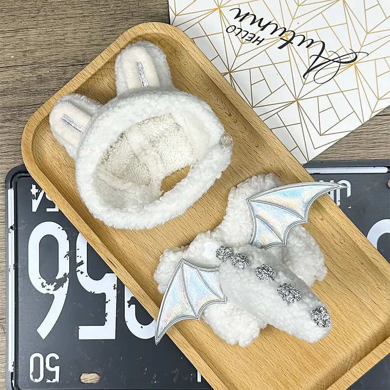 Одежда для Labubu, зеленый динозавр, плюшевая кукла, комплект одежды и платье для куклы белого ангела, 17 см, только кукла, одежда без кукол