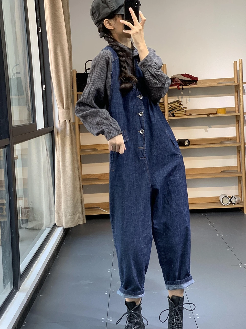 

Весенние повседневные свободные джинсовые комбинезоны для женщин: модные, универсальные, с V-образным вырезом, стройнящие, омолаживающие, с завышенной талией, длинные брюки, 100% хлопок