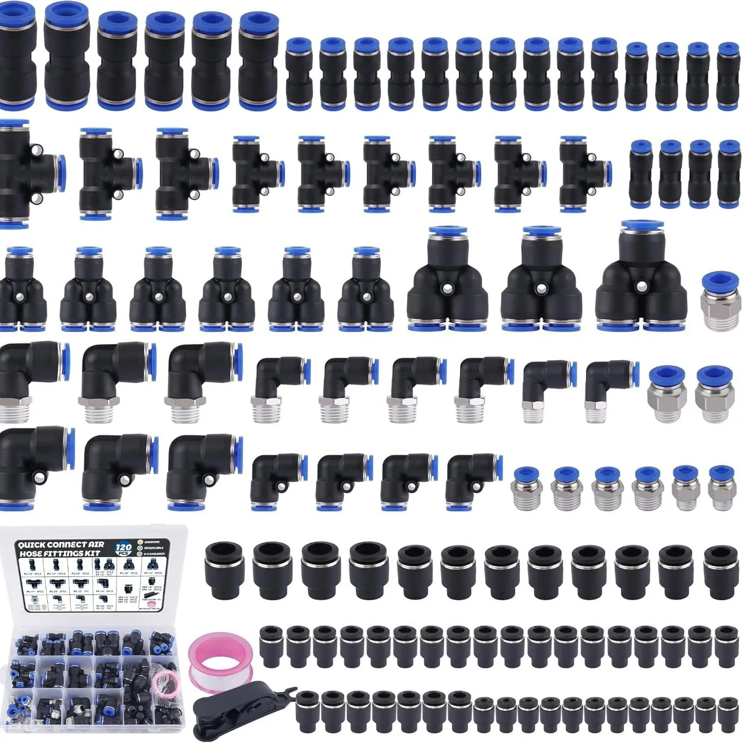 120-Piece Quick-Connect Air Hose Fitting Combination Kit, 1/8
