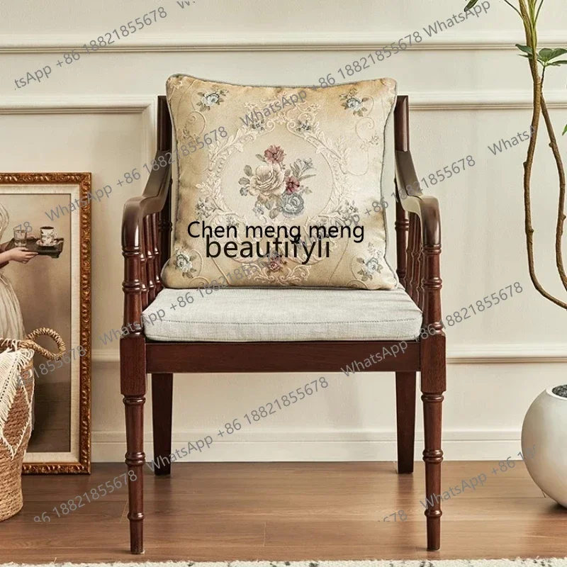 

zxqAmerican retro all-solid wood leisure chair tea table tea with armrest master study book chair